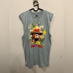 Smokey Bear Graphic Muscle Tee - Blue